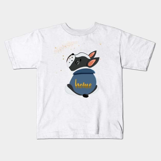 French Bulldog puppy in home, quarantine dog, stay home fanart, bulldog dreamer Kids T-Shirt by PrimeStore